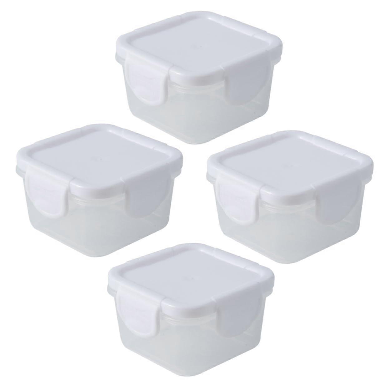 4Pcs Plastic Food Storage Containers with Lids, Stackable Airtight Mini Boxes for Fridge and Veggies