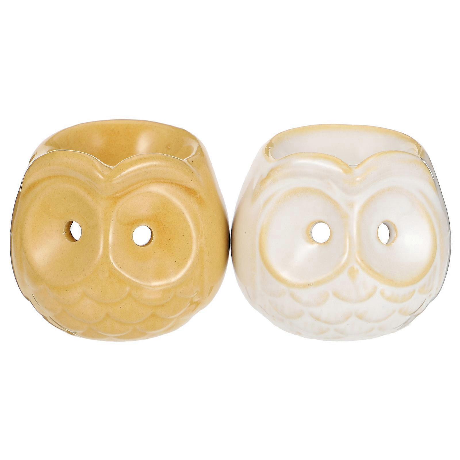 Ceramic Essential Oil Burner Owl Form for Home Use 2Pcs Assorted Colors