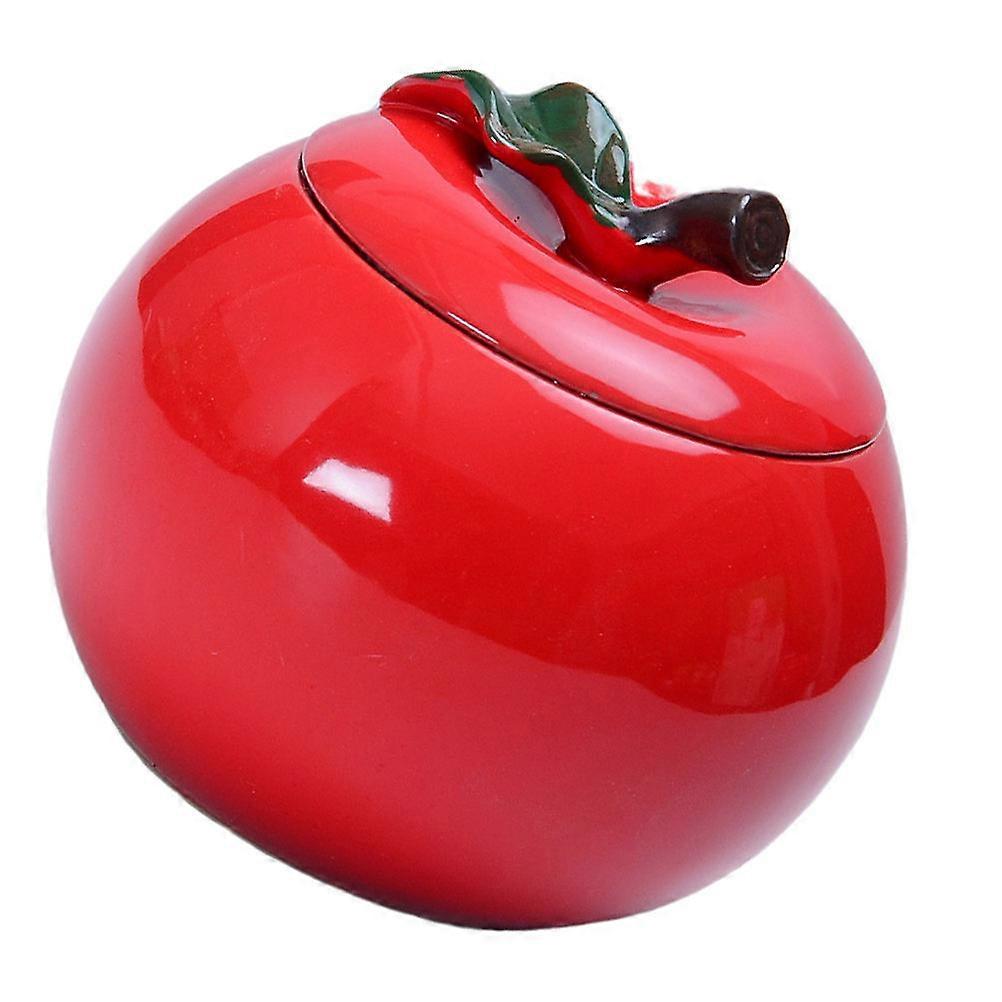 Ceramic Tea Canister Red for Storage 1Pcs Apple Shaped Sealing Jar