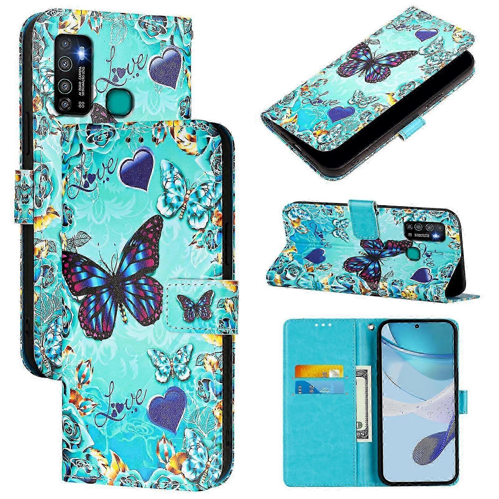 2026 Colored Drawing Pattern Plain Weave Leather Phone Case