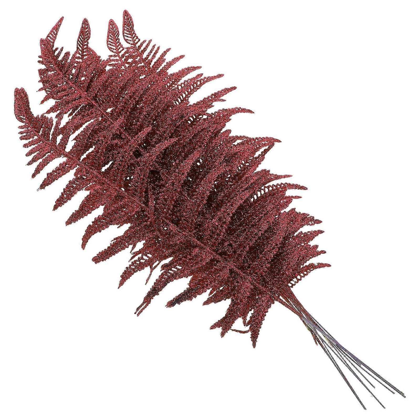 Red Plastic Simulation Leaves for Decoration Create Romantic Atmosphere 10Pcs