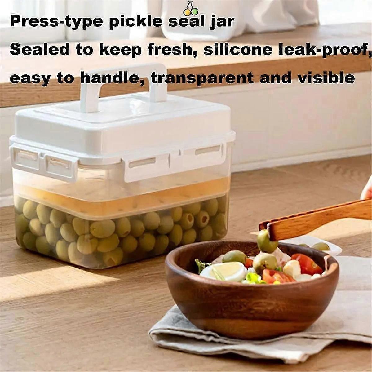 Pickle Container Rectangle Food Fermentation Storage Box,A