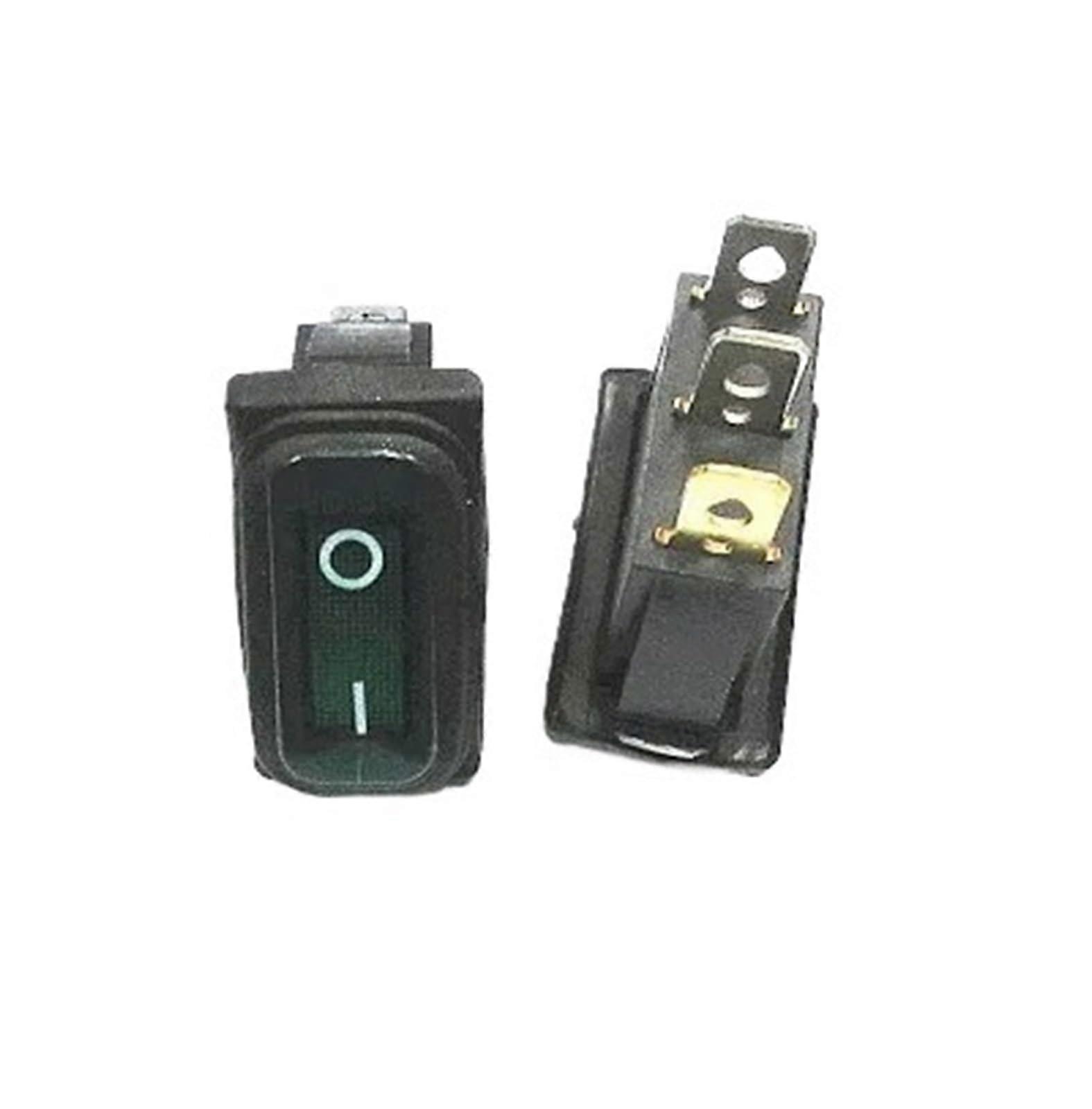 Green KCD3 3 Pin Rocker Switch 15A 250V  Current Capacity with ON OFF Indicator Light