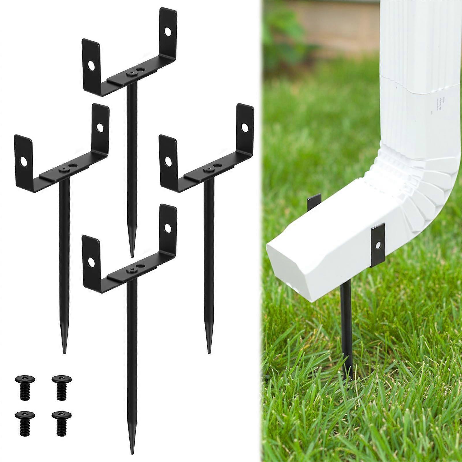 4 Pack Heavy Duty Adjustable Downspout Brackets, Rust Proof Galvanized Gutter Pipe Supports with Screws