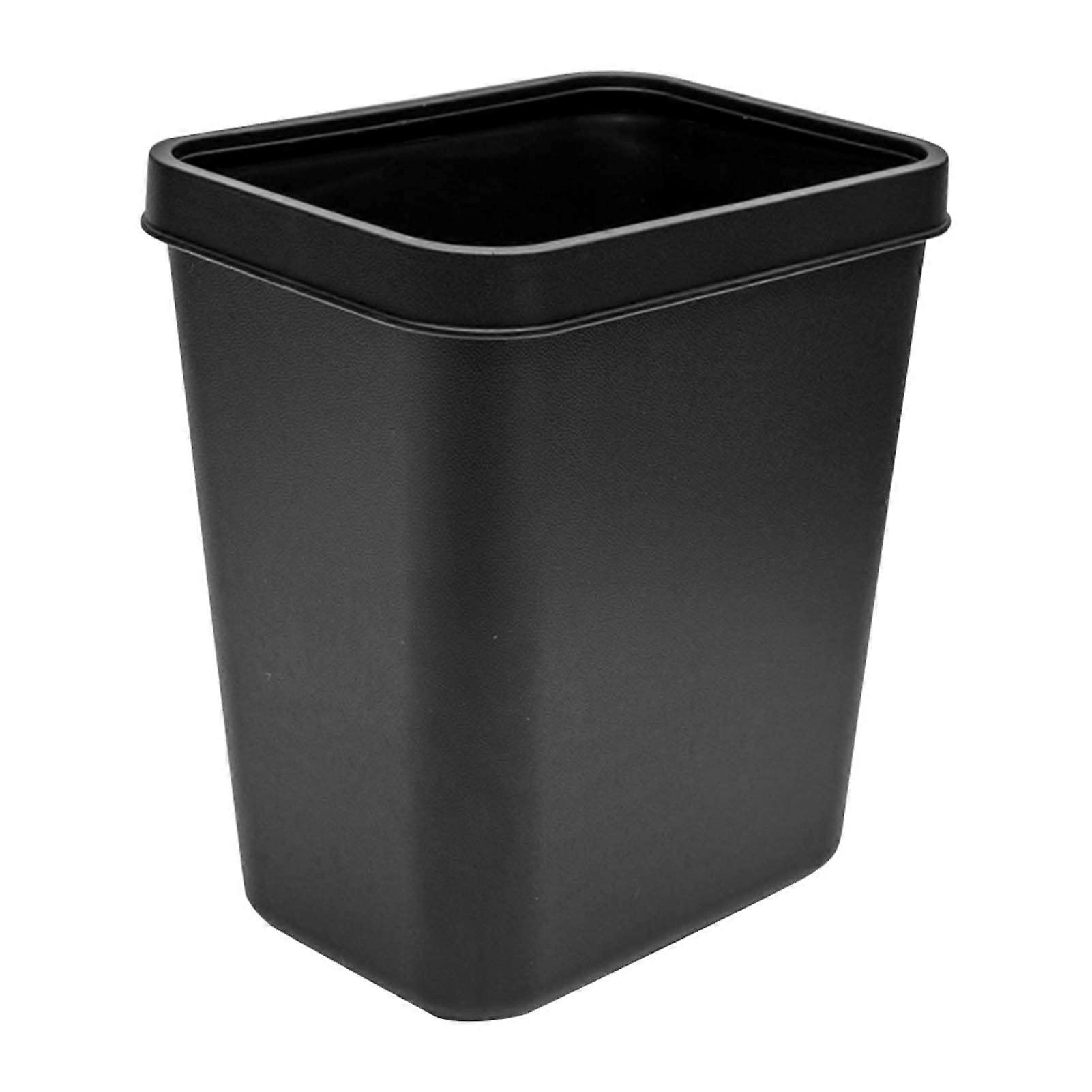 8L Black Rectangular Trash Can SpaceSaving Durable Plastic Waste Bin for Kitchen Bedroom Office