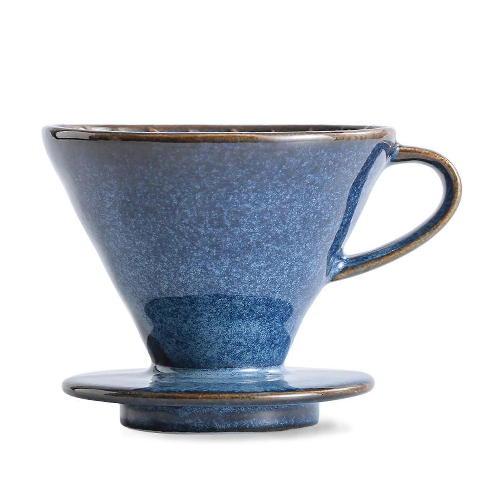 Pour Over Coffee Maker Ceramic Dripper 24 Cups Precise Flow Control Durable HeatRetaining Sky Blue