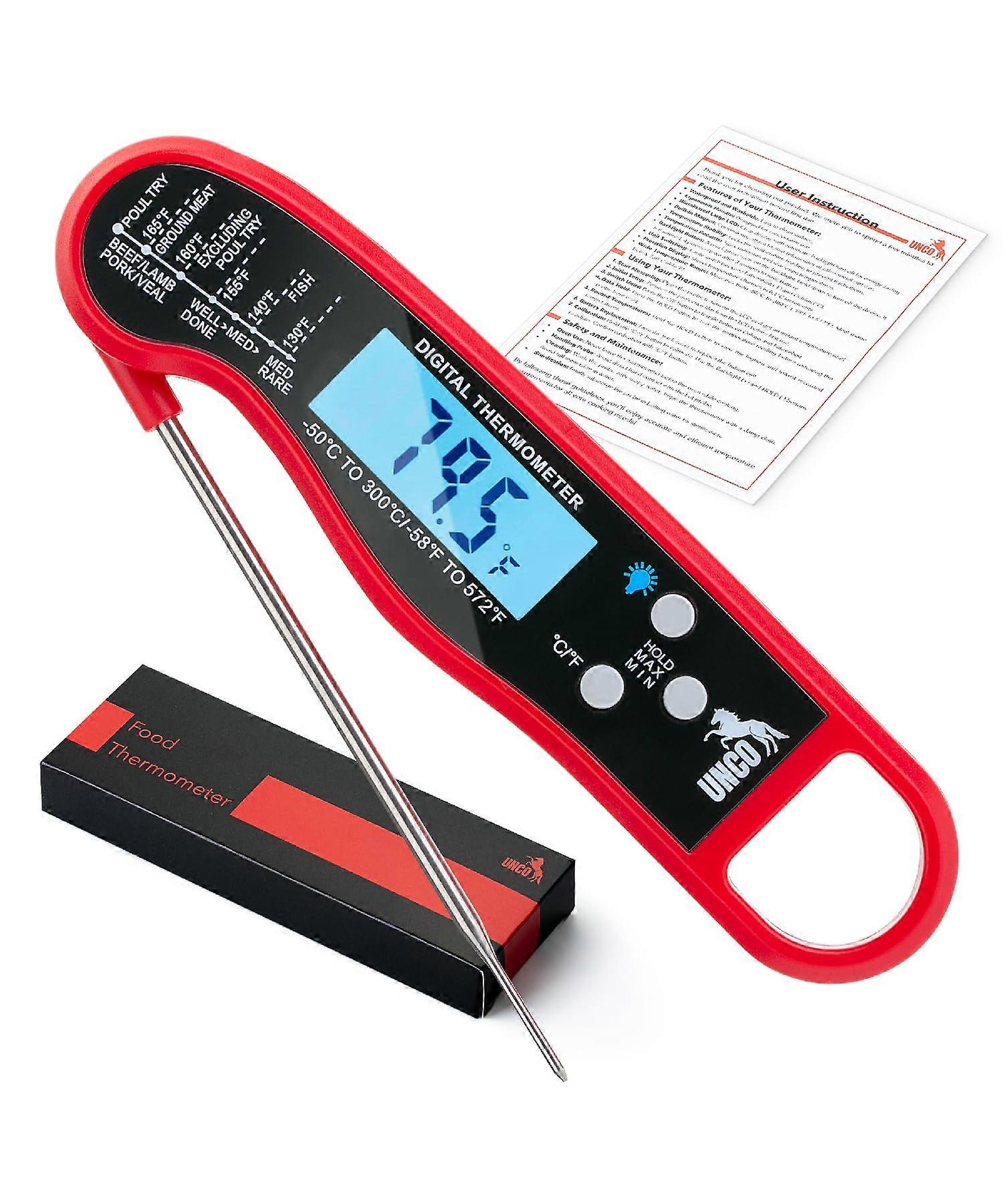 Meat Thermometer Instant Read Waterproof Digital Cooking Thermometer with Backlit LCD Display