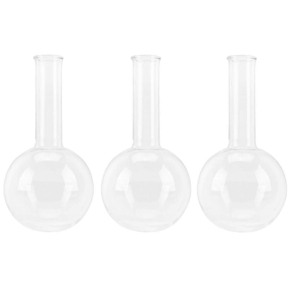 3pcs Laboratory Flask Flat Bottom Boiling Flask Transparent Science Flask 250ML
