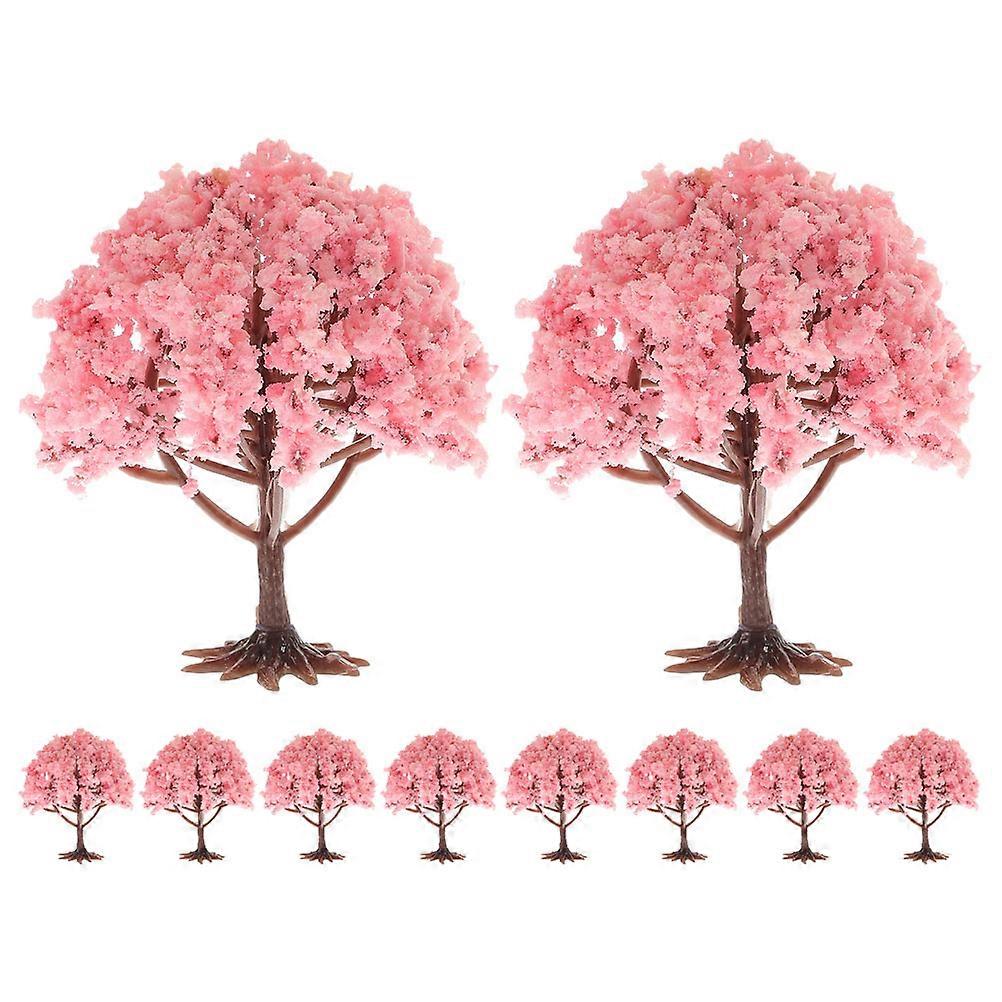 Miniature Tree Decor Simulation Tree Model for DIY 10Pcs Pink Plastic Trees