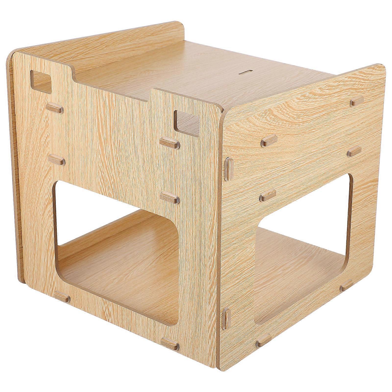 Khaki Multi-Layer Storage Shelf Wooden Printer Desktop Rack for Storage