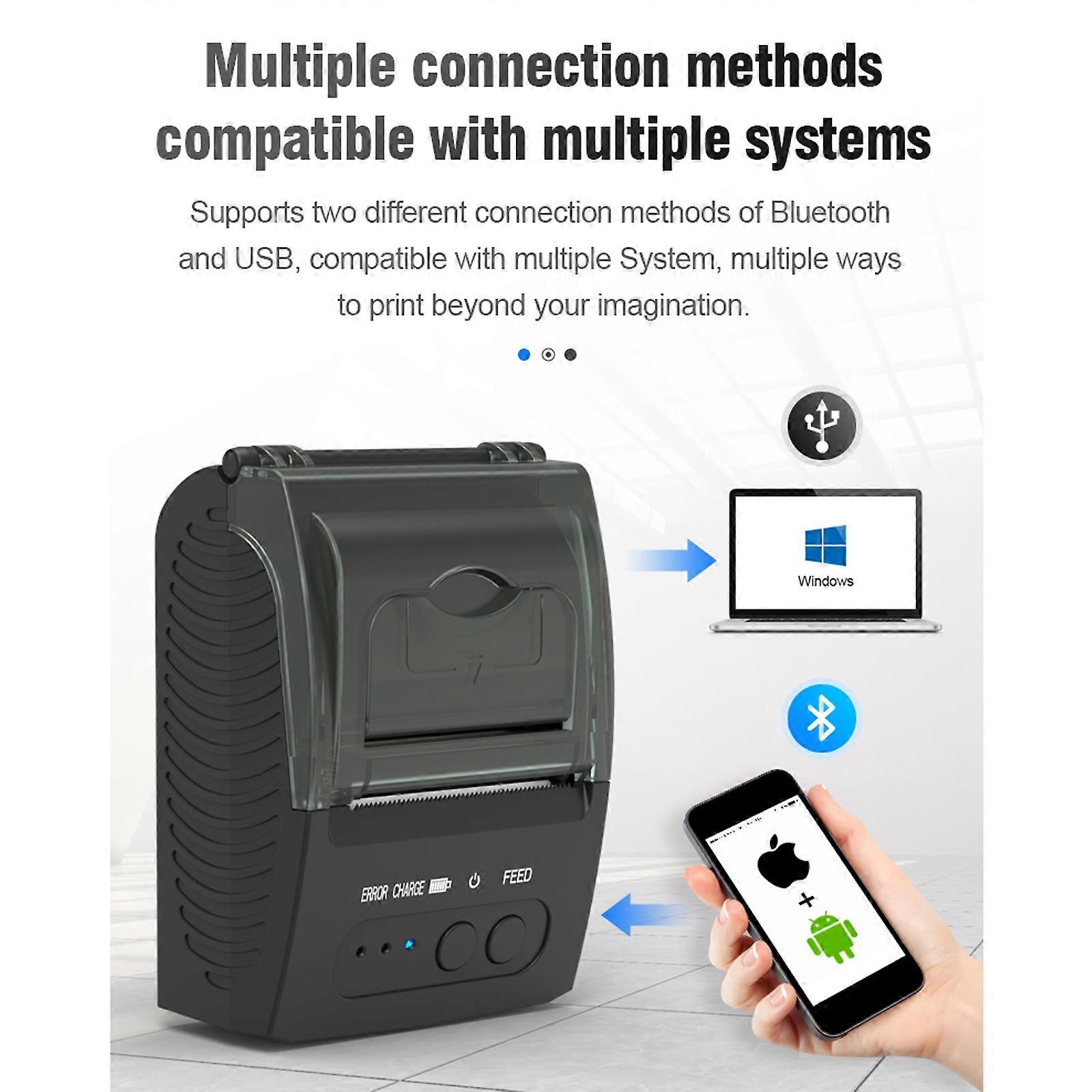 5811DD 58mm Bluetooth 4.0 Portable Thermal Bluetooth Receipt Printer, UK Plug