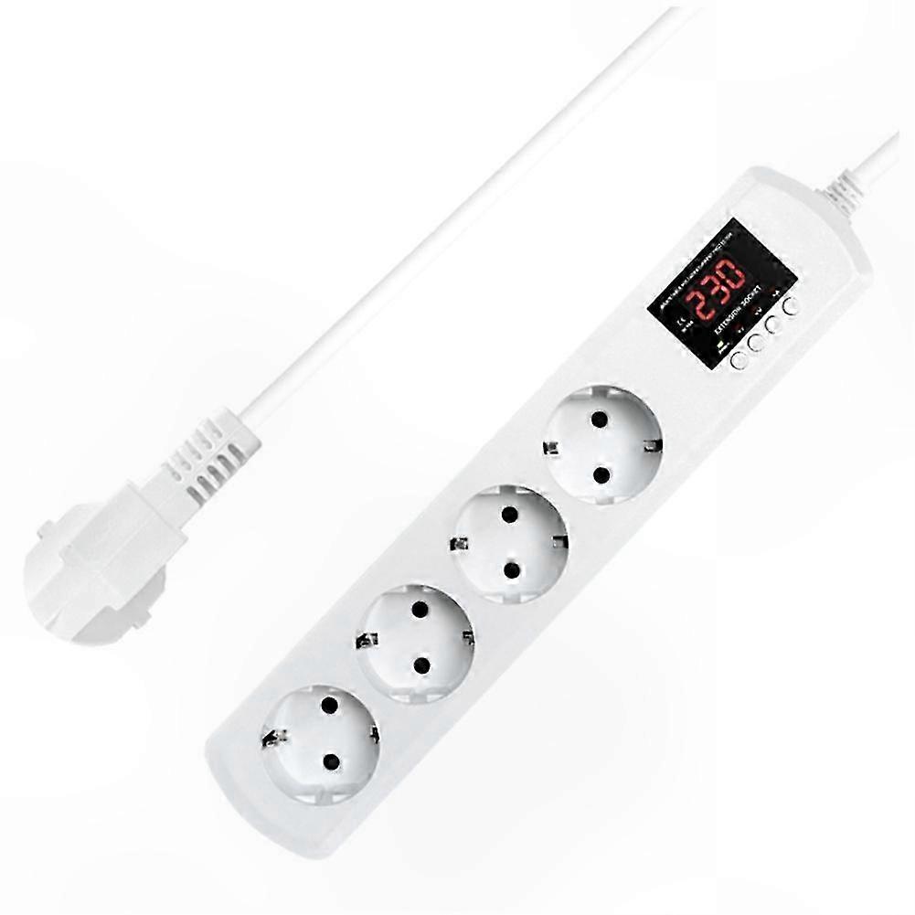 Automatic Voltage Protector with 4 AC Outlets, Adjustable 16A Power Wall Protector for 220V Current Safety