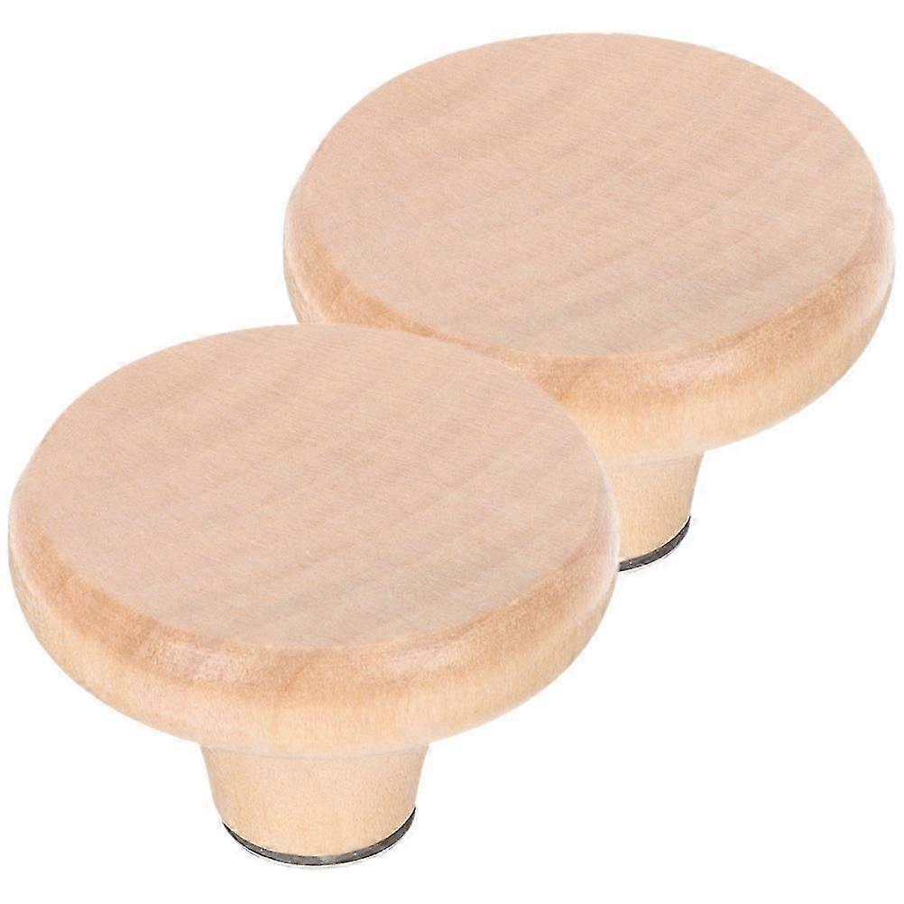 Pot Lid Handles Replaceable Lid Knobs for Kitchen 2Pcs Beige Wood Steel