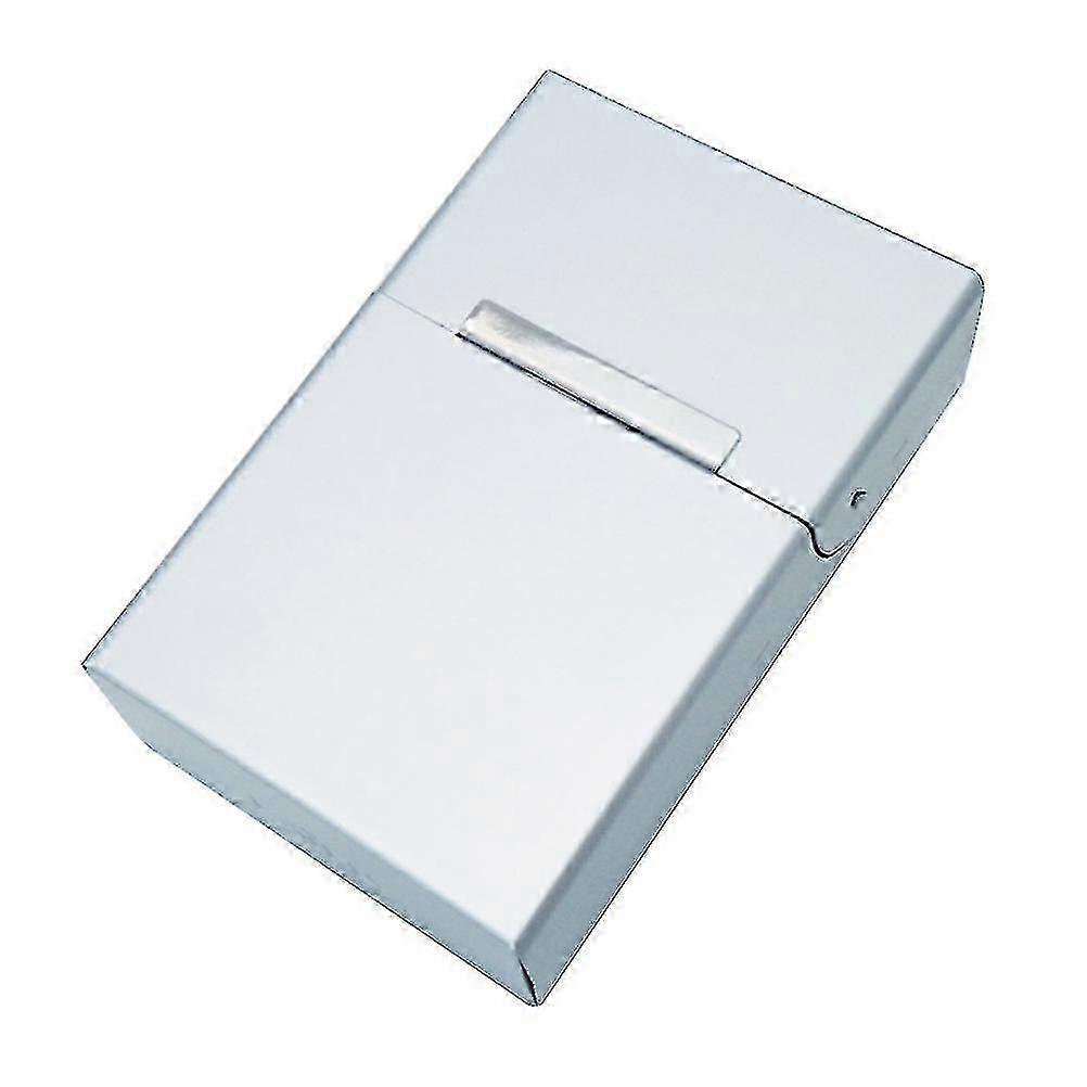 Automatic Clamshell Cigarette Case Large Capacity Magnetic Aluminum Cigarette Case (Silver)