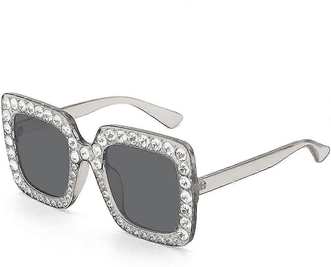 Rol Girl Elton Square Rhinestone Óculos de Sol Oversized Diamond Bling Bling