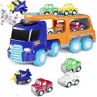 Truck Toy for 1-3 Year Old Kids, 5 in 1 Transporter Car with Lights and Sounds, Music Toy for Boys Girls Birthday Gifts