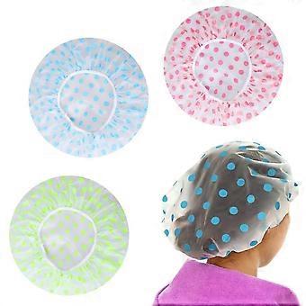3 Stück elastische Kunststoff-Duschhaube, Haarhaube für Mädchen, Frauen, Dusche, Spa, Salon