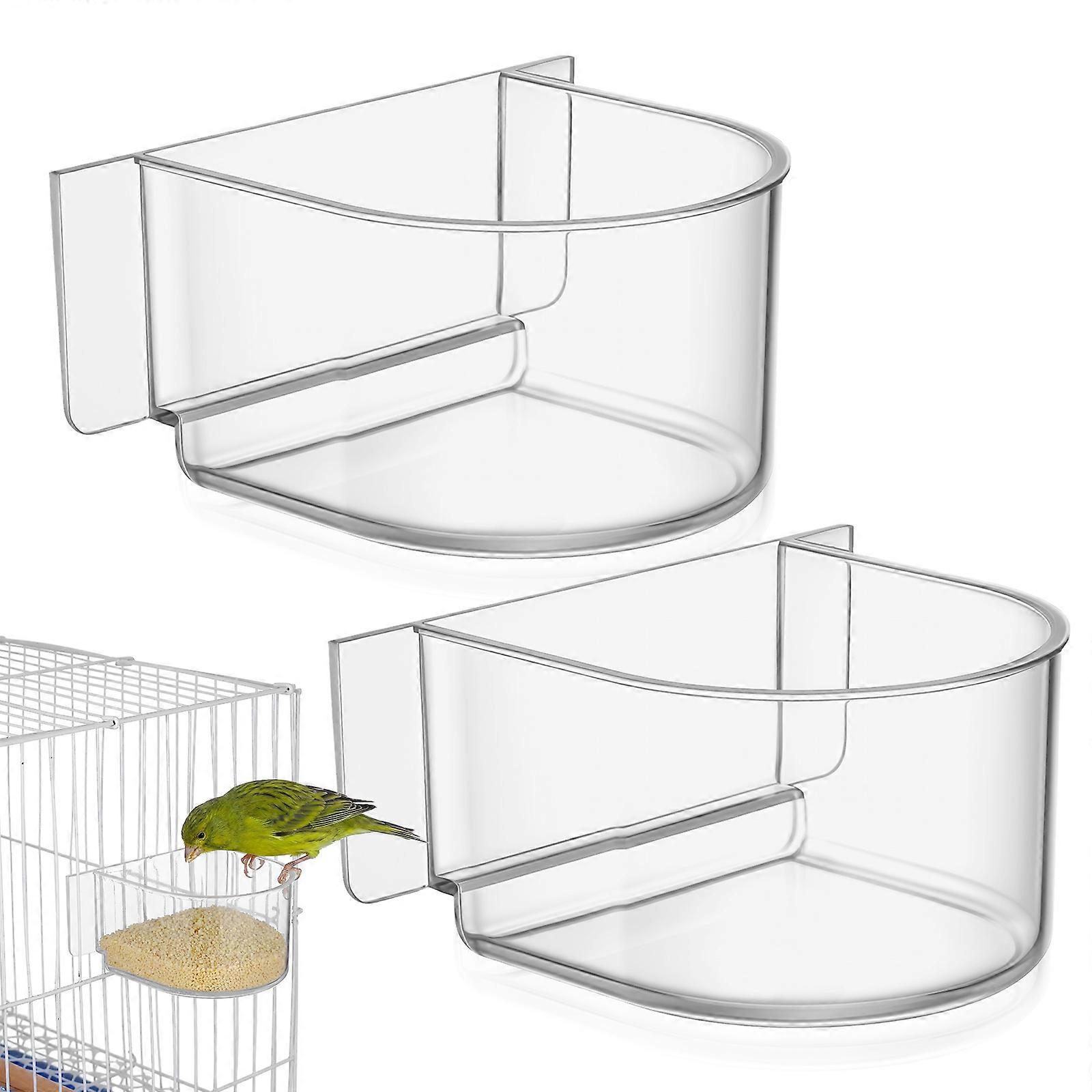 2PCS Vogelfuttertrog Vogelfutter dicke halbkreisförmige Vogelfutterbox (transparent)