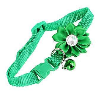 Pet Necklace Flower Collar for 3Pcs Pets with Bell in Green Color