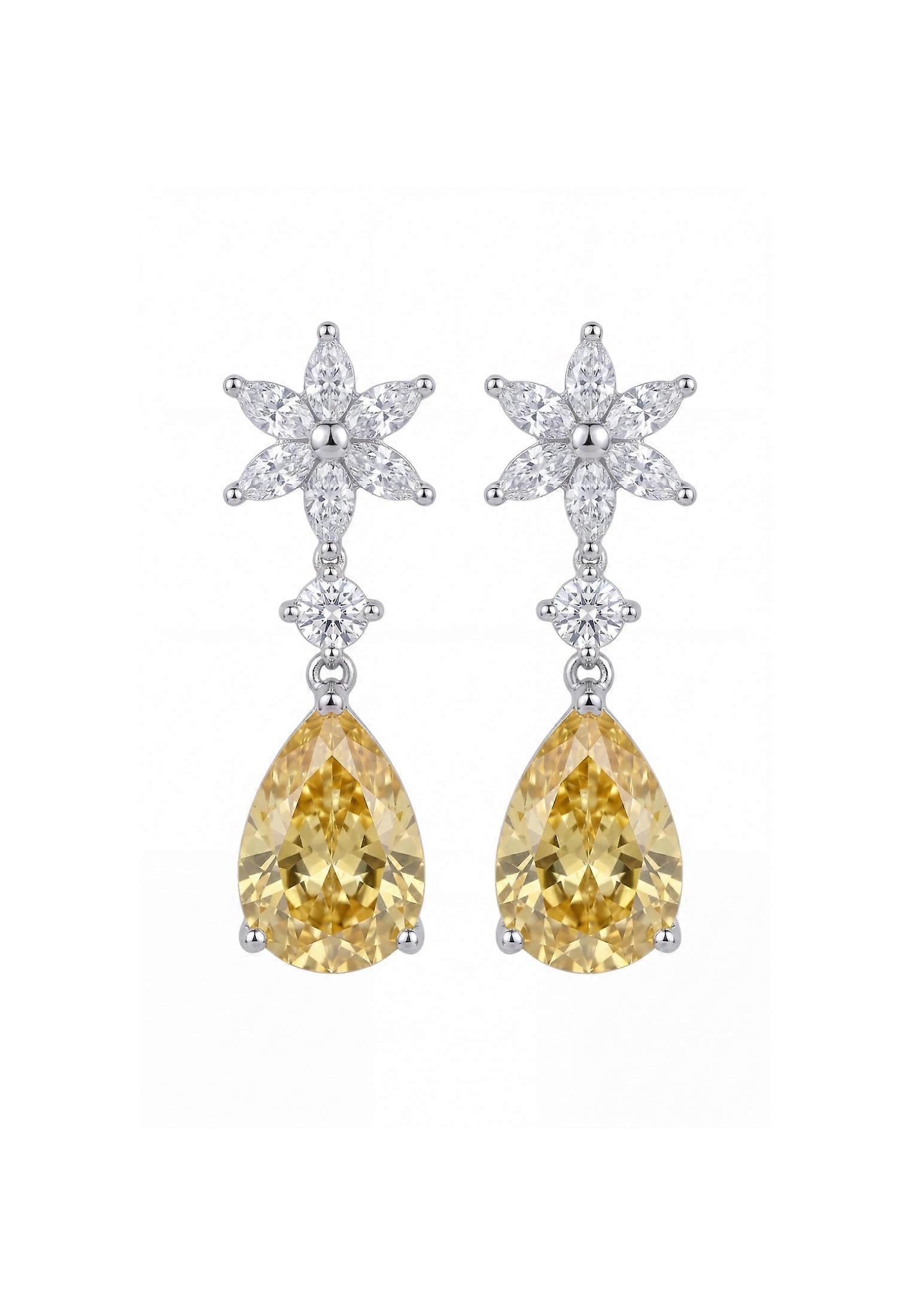 Sunflower Yellow Topaz Drop Earrings Silver
