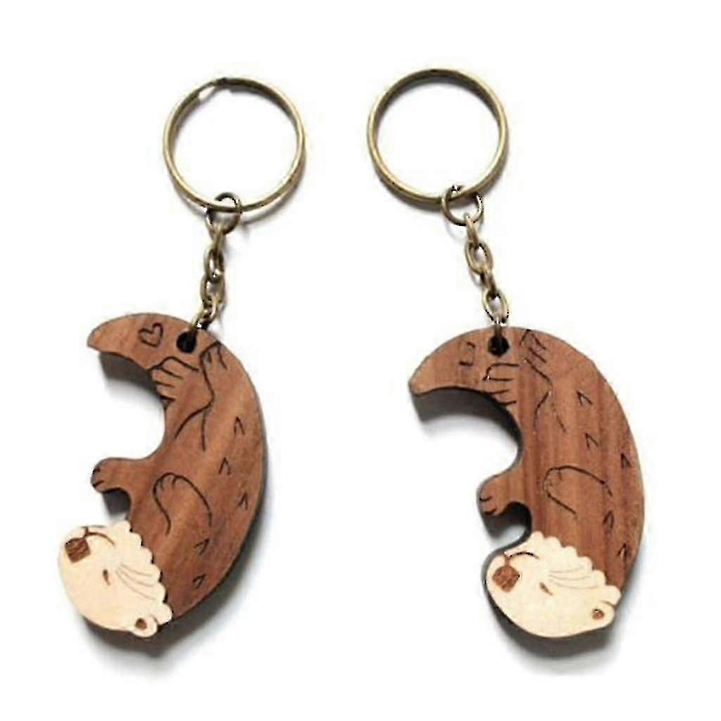 2pcs Cute Matching Otter Puzzle Keychains for Couples,hw