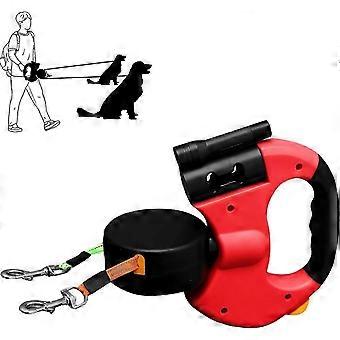 Beleuchtete doppelte einziehbare Leine für zwei Hunde, 360 Anti-Tangle Swivel Strap