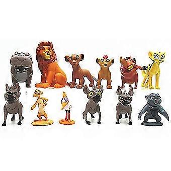 Little Lion King 12Pcs Animal Figure Doll Set, Rhinoceros Hippopotamus Toy Model for Cake Decoration