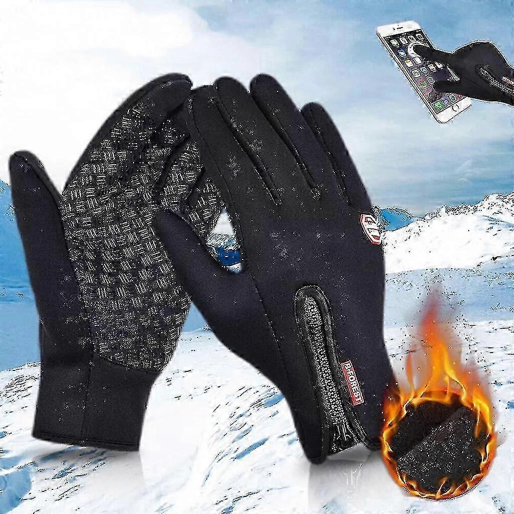 Men Winter Windproof Waterproof Gloves Fleece Lined Thermal Touch Screen