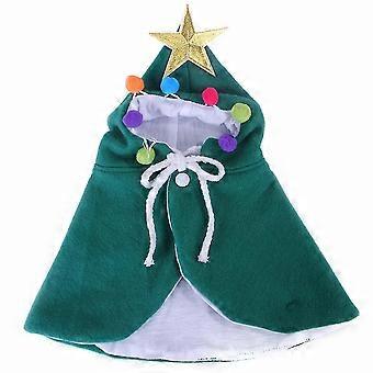 Haustier Weihnachtskostüm Welpe Weihnachtsmantel mit Stern und Pompons Katze Weihnachtsmann Umhang mit Weihnachtsmann Hut Party Cosplay Kleider