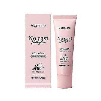 Face Sunscreen SPF50, Collagen Infused, Peptide & Cica Soothing, Broad Spectrum, No White Cast, Glowy Daily Sun Care