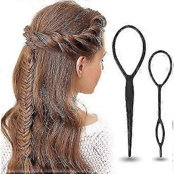 Hair Braid Accessories Ponytail Styling Maker Clip French Braid Tool Magic Topsy Tail Loop Hair Kit For Women Girls(black)10pcs)