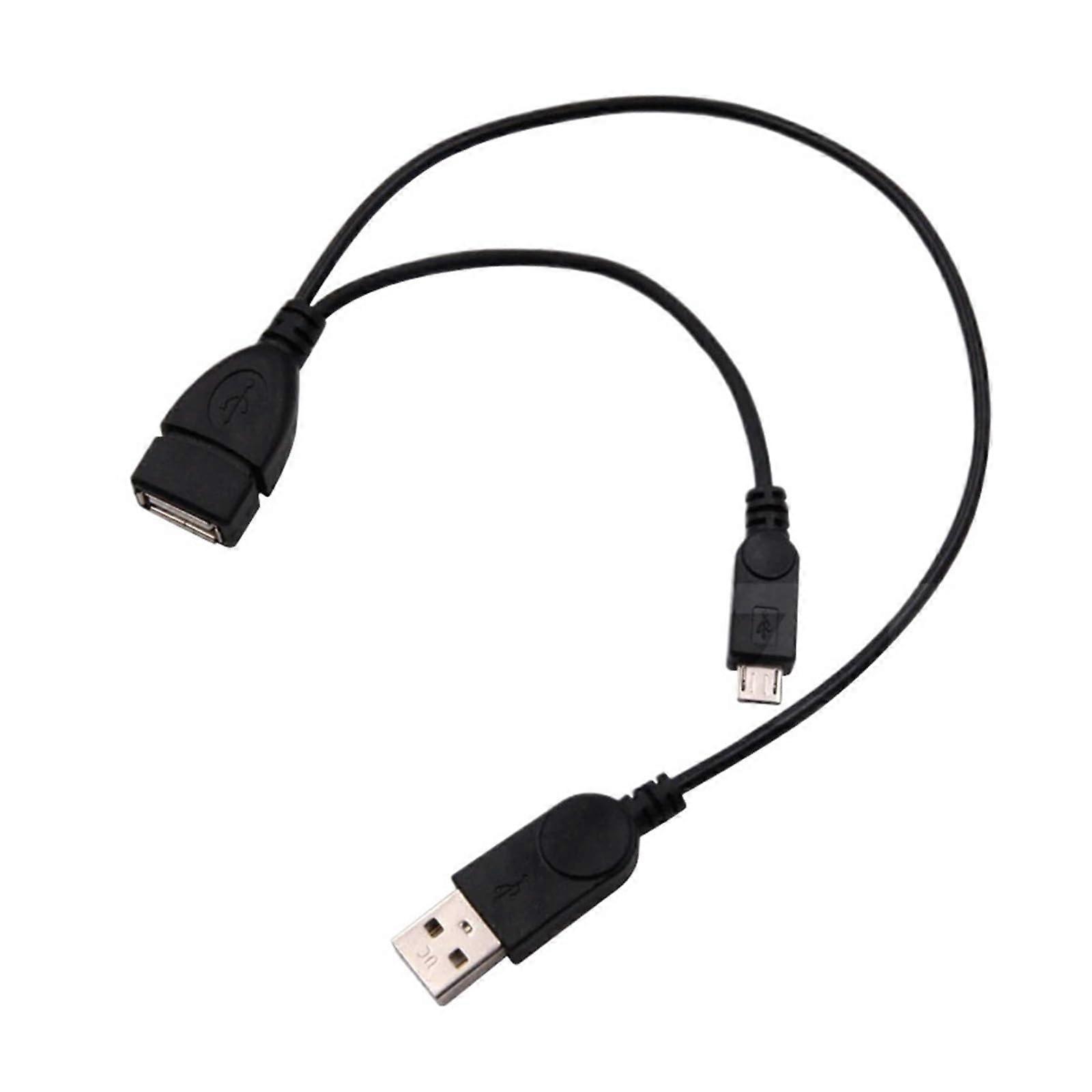 USB Splitter Cable Micro USB OTG Adapter Dual Power Split Design for Android and PC Data Transfer