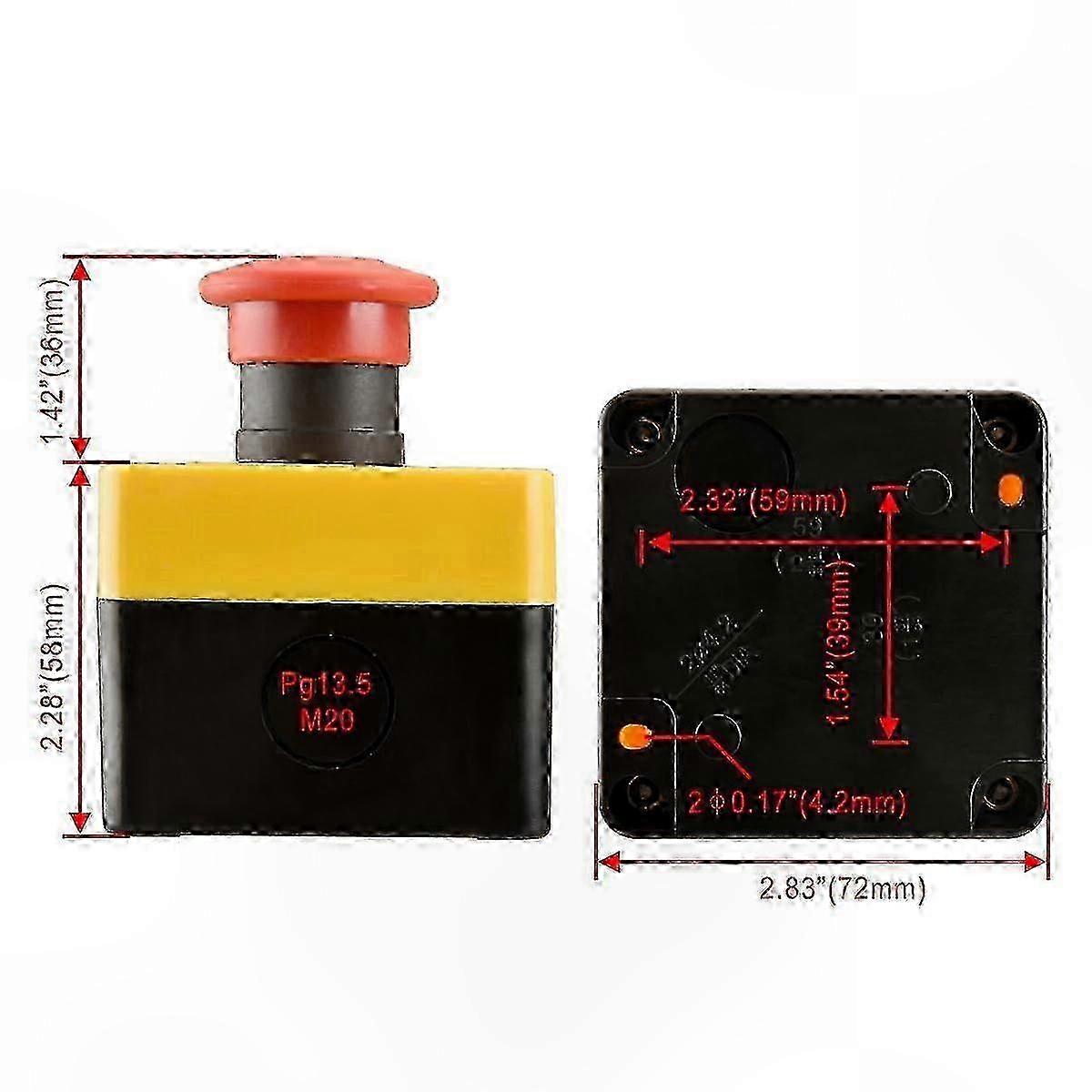 Red Emergency Stop Switch with Weatherproof Box and Key 660V 10A Push Button Panel Control