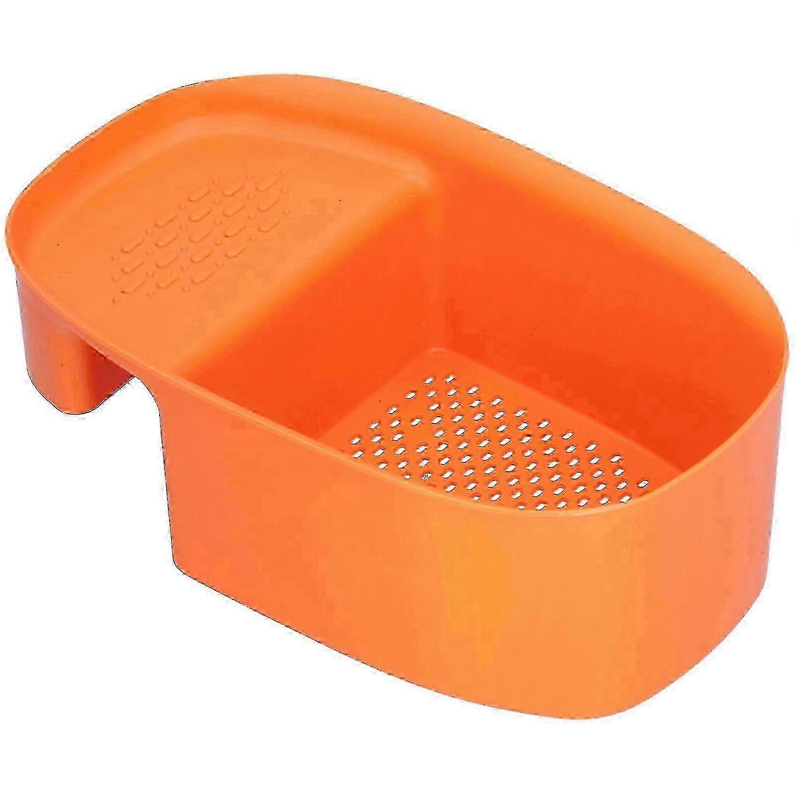 Sink Drain Rack Multifunctional Fruit Vegetable Drainer Leftovers Filter for Kitchen Use,Orange-Good