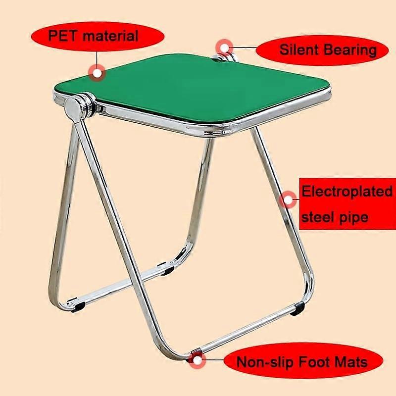 Clear Acrylic Side Table with Chrome Frame, Lightweight Foldable End Table for Sofa and Bed