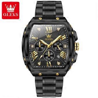 OLEVS 5639 – Luxuriöse Armbanduhr. Modisches, tonnenförmiges Design. Diamantbesetzt, wasserdicht, Chronograph, leuchtendes Quarzwerk, für Herren.