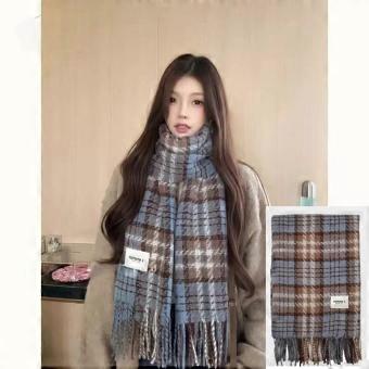 Plaid scarf women's autumn and winter atmosphere Korean thickened warm scarf couple versatile shawl windproof neck protection student