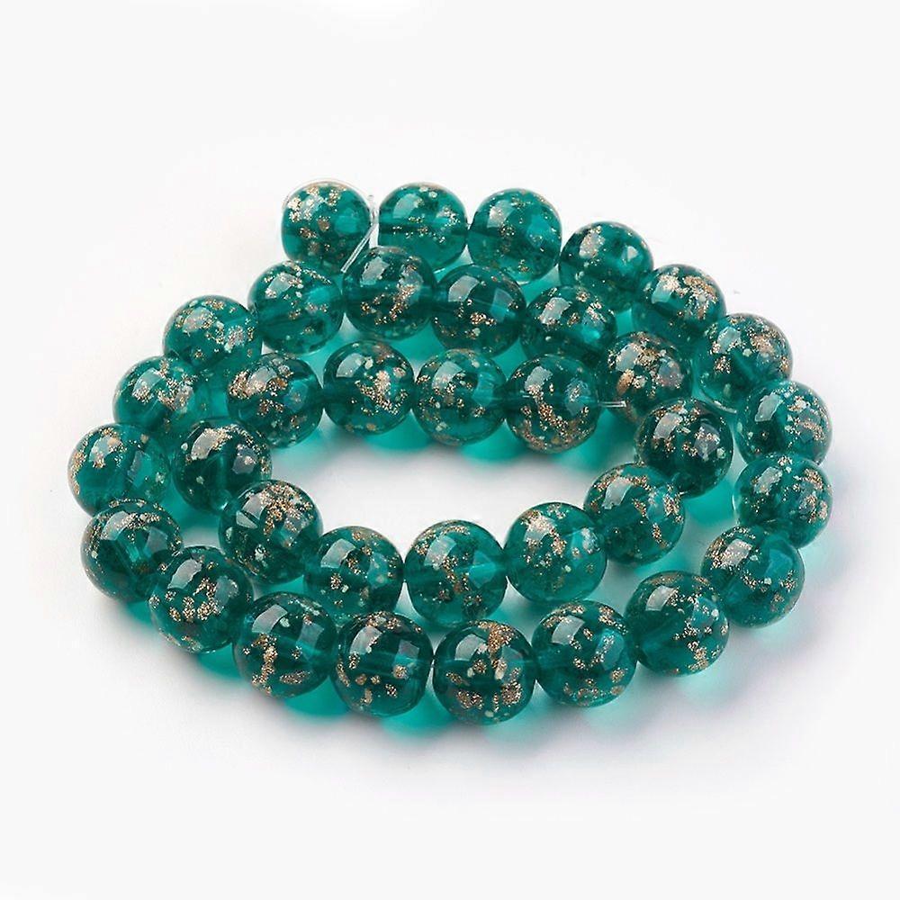 Teal Lampwork Sand Beads Handmade
