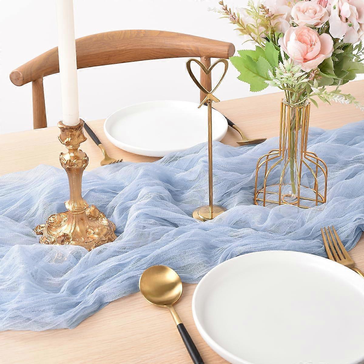 10ft Soft Blue Cheesecloth Table Runner