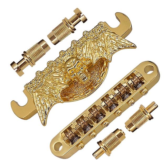 1 Set Skull Head Carved Split Bridge Elgitarr Bridge Roller Saddle För Lp Elgitarr