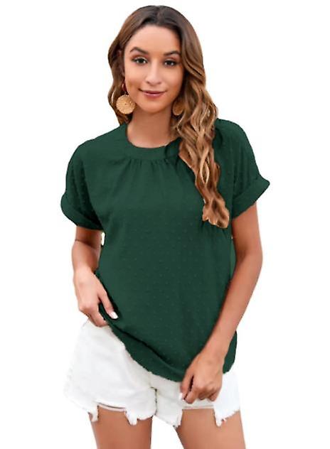 Women's 2022 Summer New Solid Color Jacquard Chiffon Shirt Loose Pullover Short-sleeved Top