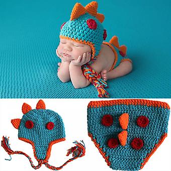 Veeki Newborn Crochet Knitted Outfit Dinosaur Hat/Pants Photography Props Costume Set (0-2 Months)