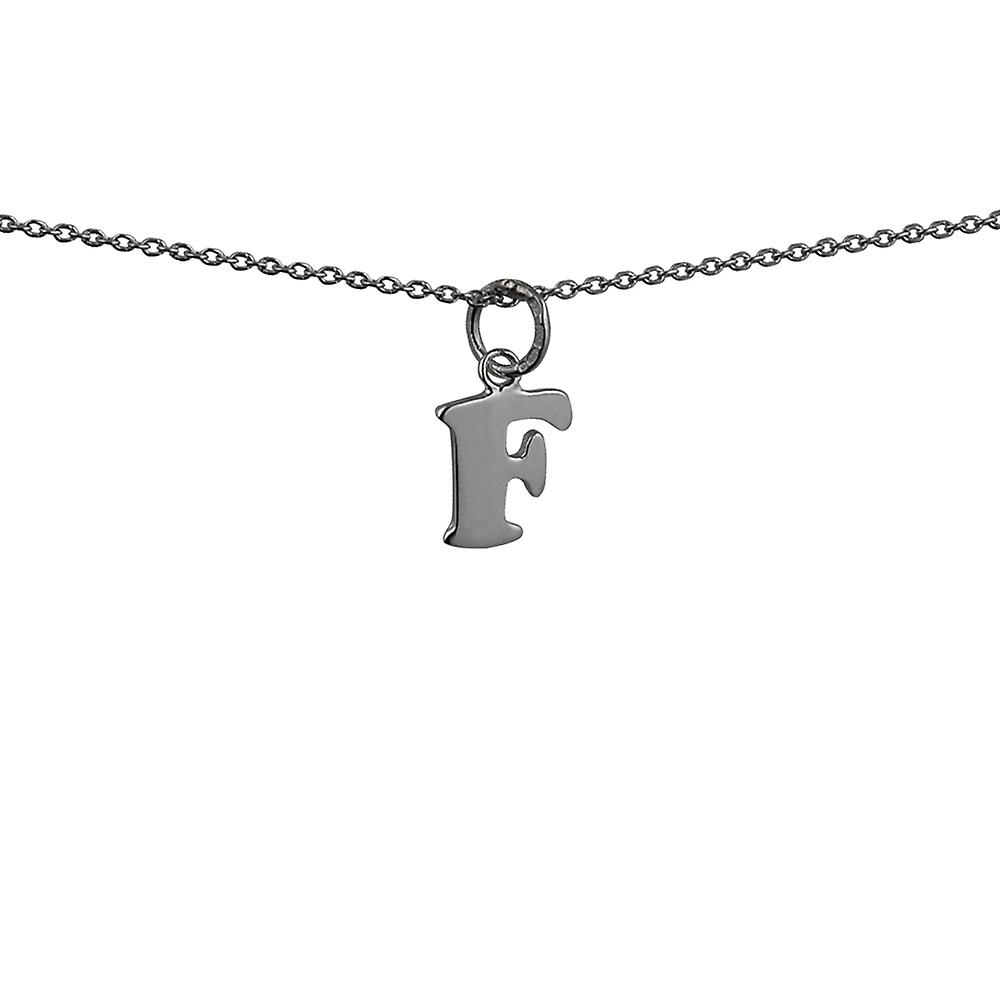 Silver 10x10mm plain Initial F Pendant with rolo Chain 20 inches