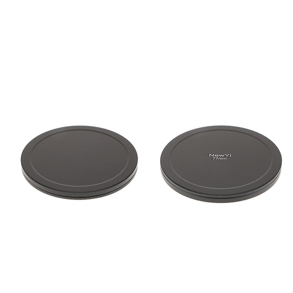 2x77mm Camera Lens Filter Storage Cap Case Metal Protection Box Cover Black