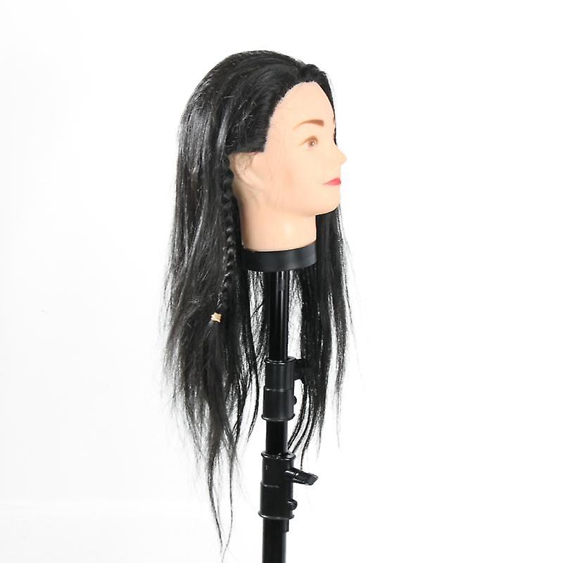 40cm Mannequin Head Long Black Hair Wigs Styling Training Practice Hairdressing Dolls Manikin Wig D