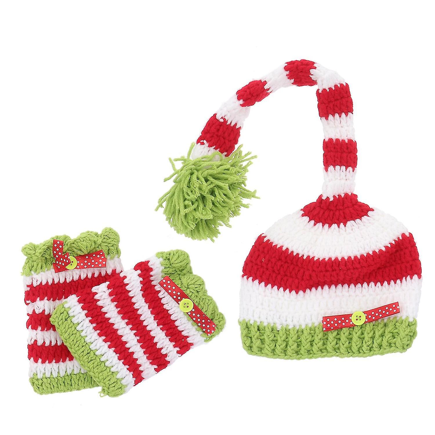 Nuolux Christmas Style Baby Infant Newborn Handmade Crochet Beanie Hat Clothes Baby Photograph Props