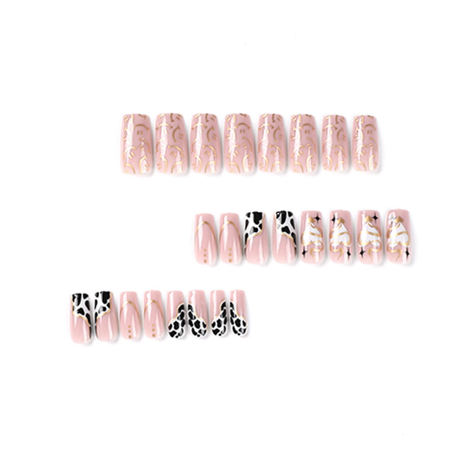 Snake-shape Gold Lines False Nails With Smooth And Non-grainy Texture Nails