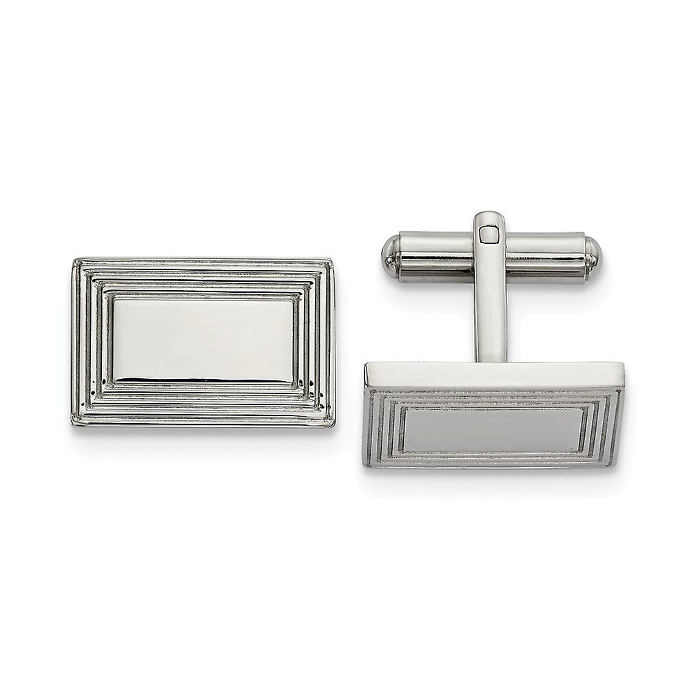 17.29mm Stainless Steel Polished Rectangular Cuff Links-Cuff Link for Men