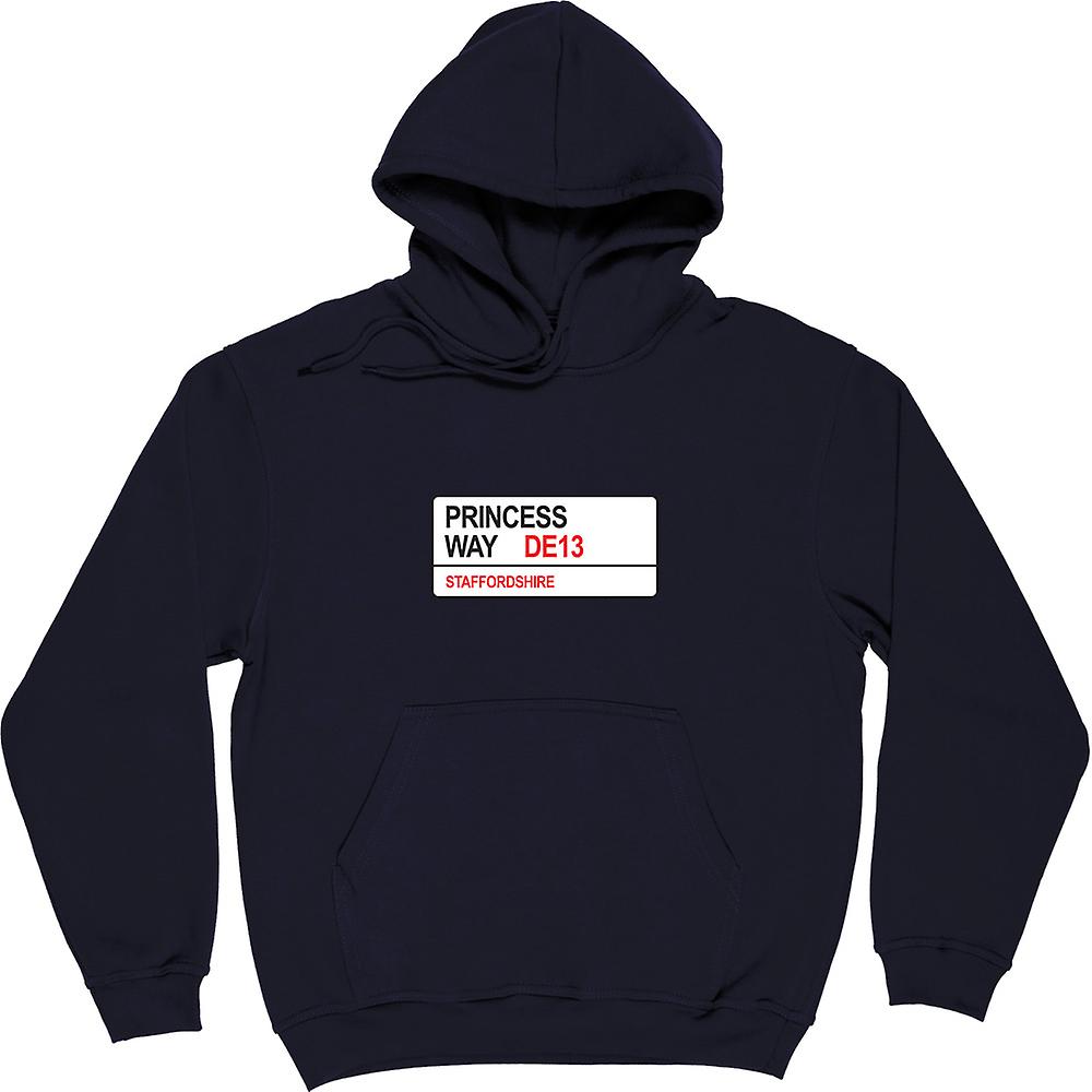 Burton Albion: Princess Way DE13 Road Sign Navy Blue Hooded-Top  Fruugo SE