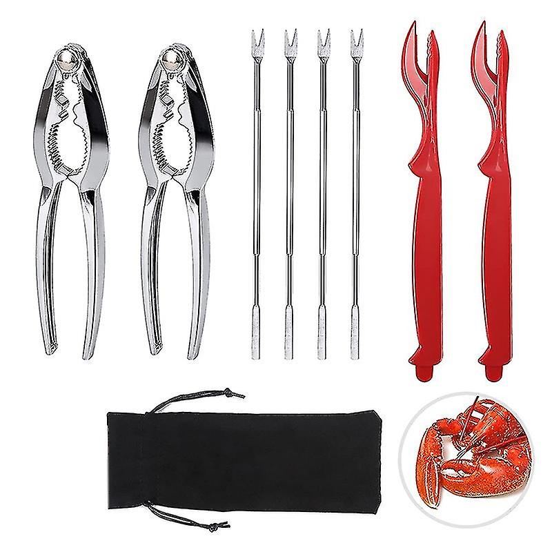 Crab Crackers and Tools, Lobster - 2 Crab Leg Crackers and 4 Crab Leg Forks Sturdy & Durable & Rustp